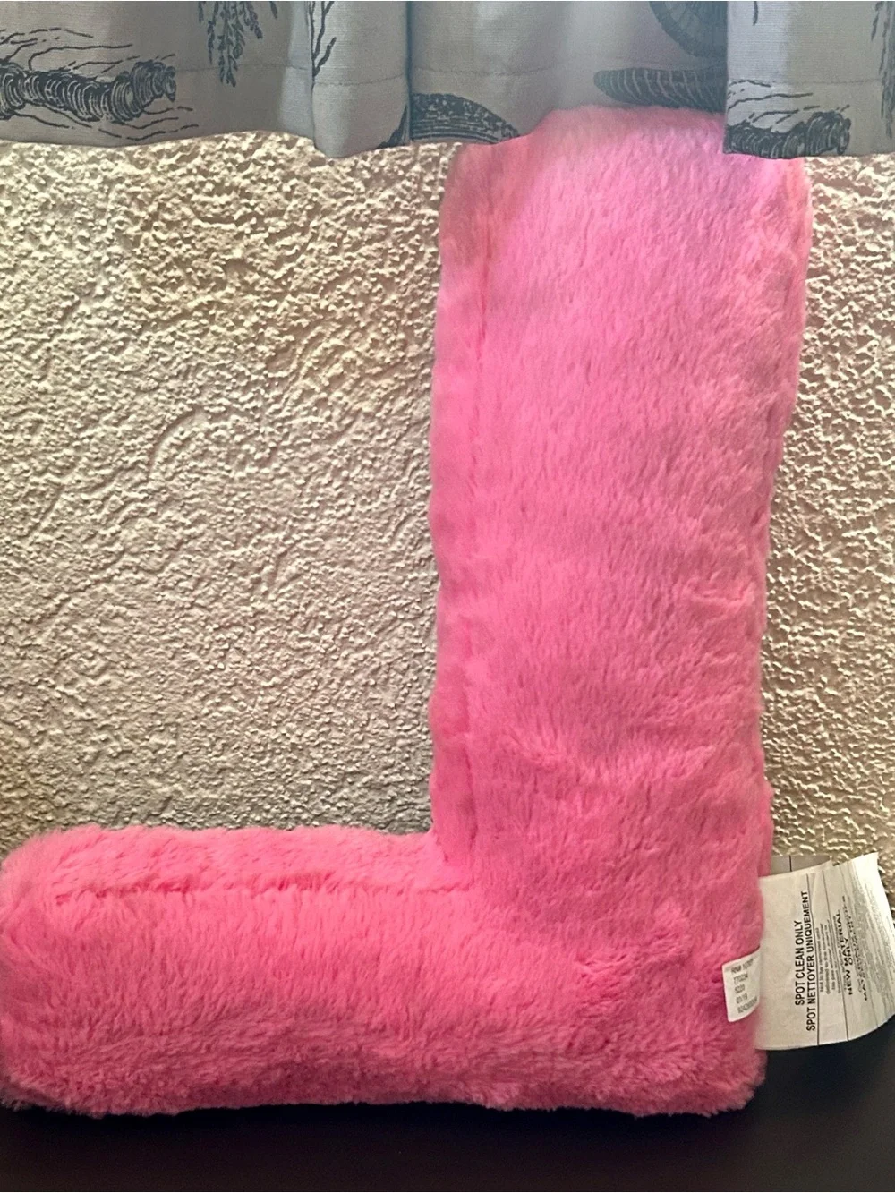 Justice Sequin 'L' Pillow with Pink Faux Fur Trim